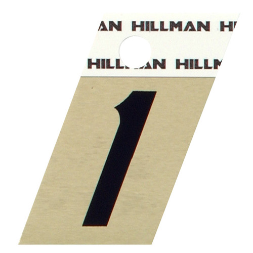 Hillman 1-1/2-In. Adhesive Black & Gold Aluminum House Number 1 840476