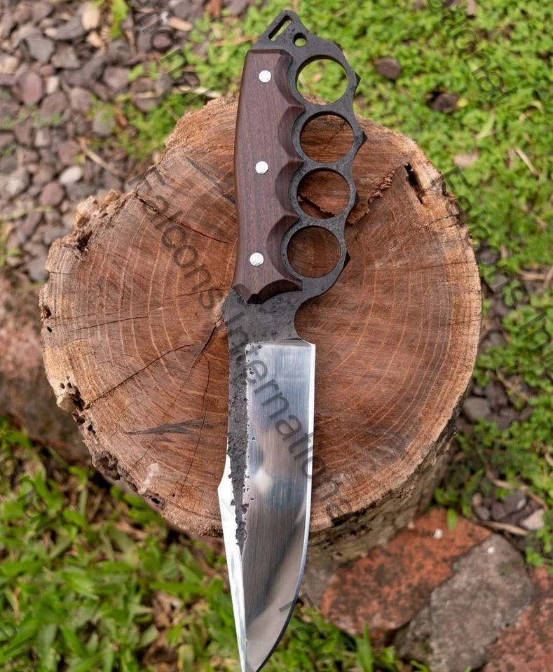 CUSTOM HANDMADE CARBON STEEL FULL-TANG HUNTING  BOWIE KNIFE WITH LEATHER SHEATH - Image 2 of 2