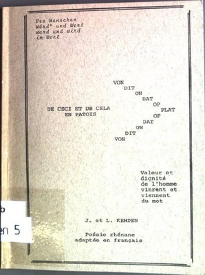 De Ceci et de Cela en Patois. Valeur et dignite de l'homme vinrent et viennent d