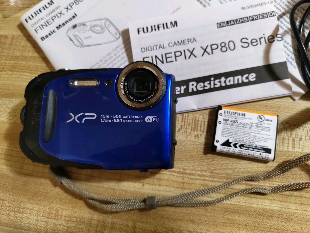 Fuji-Film FinePix XP80 16.4MP Blue Waterproof Digital Camera In