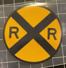 RAILROAD XING PATCH embroidered iron-on ROAD SIGN TRAIN RR CROSSING Railway NEW