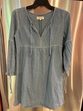 Madewell XXS Light Blue Linen Cotton Midi Dress