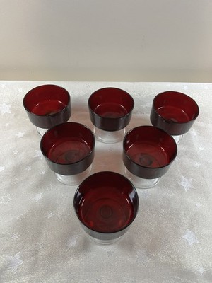  Arcoroc Luminarc Glas Frankreich Rubinrot Sherbet Champagner Dessert Retro X 6