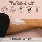 White Beauty by Earth Self Tanner bottle with pink cap, blue text “Made with Natural Ingredients,” and tan armpit sample.