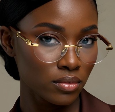 Classic Eyeglasses Eyewear Clear Lens Circle Rimless Shades Women Men Style 2026
