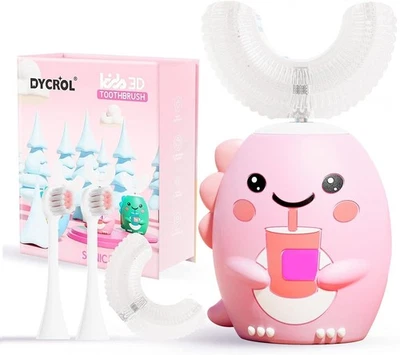 DYCROL Kids U Shaped Electric Toothbrush 1 Count (Pack of 1), 2-6 Age (Pink) - Photo 1/4