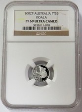2002 P PLATINUM AUSTRALIA 138 MINTED $5 KOALA 1/20oz NGC PF 69 ULTRA CAMEO 5446.80 per troy oz