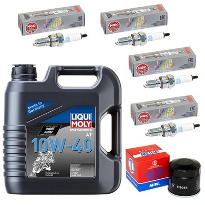 Ölfilter 4L Öl Zündkerzen Set Inspektion für Honda CBR 1000 RR SC57 CBR 2004-07