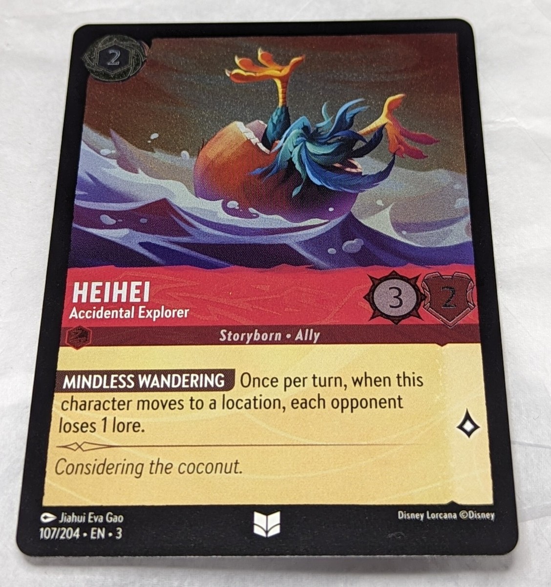Disney Lorcana Trading Card Game Into the Inklands Uncommon Foil HeiHei - Accidental Explorer #107 Disney Lorcana Trading Card Game Into the Inklands Uncommon Foil HeiHei - Accidental Explorer #107