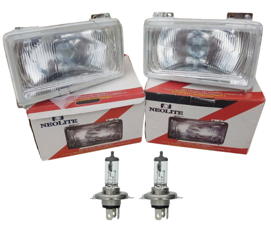 Phare H4 Citroën C25 optique avant droit gauche avec ampoules pour camionnette de 1982 1989 1993