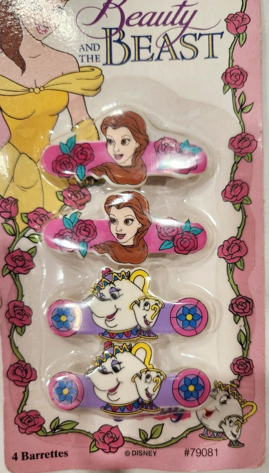 Disney Beauty and the Beast Barrettes Set of 4 Vintage New Rare Goody 1992 - Image 2 of 4