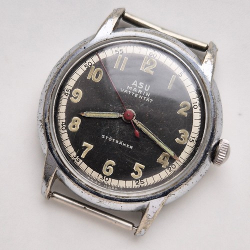 WW2 Asu Marin Vattentat Military watch tuxedo dial working movment 1940s - Picture 5 of 8