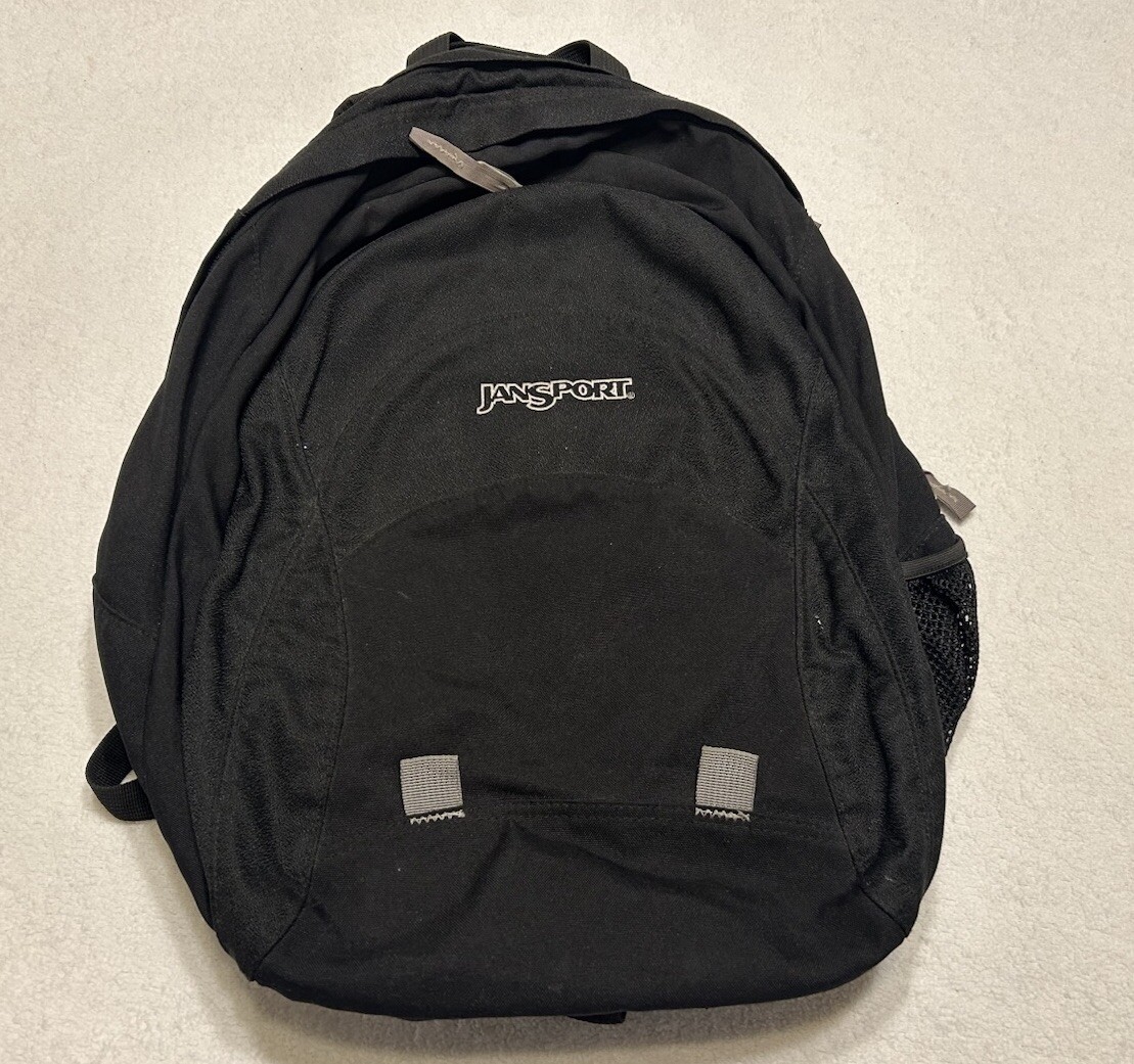 Jansport Black 2-Pocket Backpack Bookbag for School or Travel  