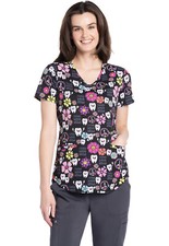 Peace, Love, Smile Cherokee Scrubs Dental V Neck Top CK637 PLSM