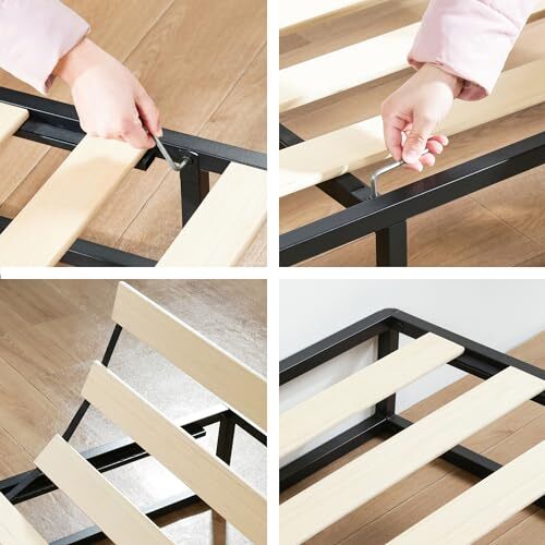 Olee Sleep 9 Inch Modern Metal Platform Bed Frame, Wood Slat Anti-Slip Suppor...