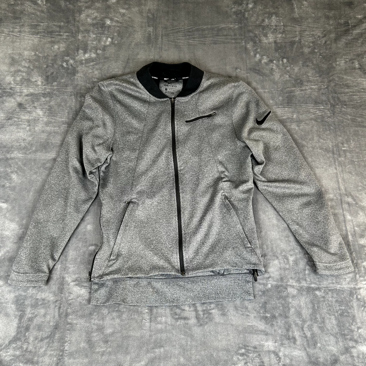 Nike Basketball Warmup Jacket Mens Small Gray Full Zip Hyper Elite Dry  Vented