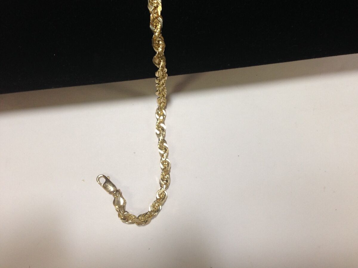 14k Solid Gold Diamond Rope Chain Necklace 30&#034; 3 mm grams (ROY023) | eBay