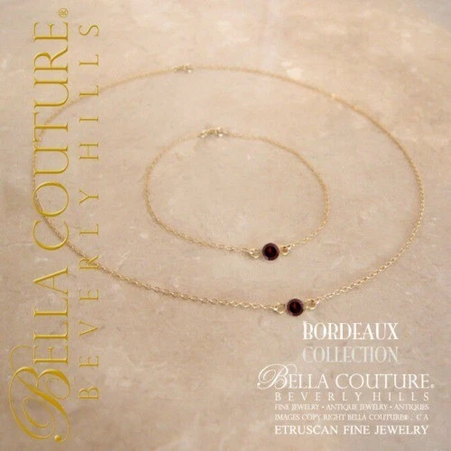 $550 NUEVO COLLAR CADENA GRANATE ORO 18K 1CT CORTE ART DECO ENCANTO COLGANTE DE COLECCIÓN 14K Foto 3 de 4