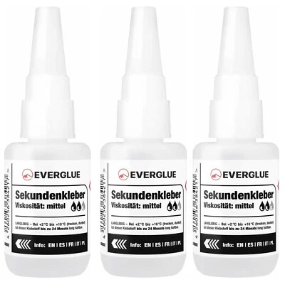 YUKI MODEL / EVERGLUE 3 * 20 g colla secondi cianoacrilato super colla, liquido medio, tappo ad ago