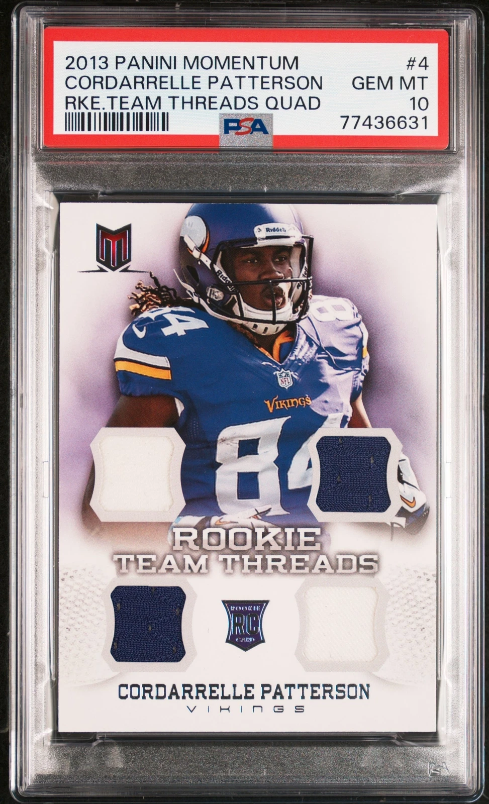 Cordarrelle Patterson Panini Momentum Rookie Team Threads Quad #4 Base