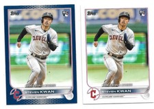 2022 Topps Update #US54 Steven Kwan RC Rookie Debut Royal Blue Parallel + base