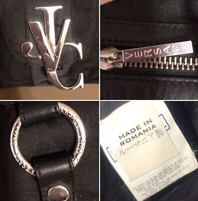 VERSACE 10204881A111191B000 関税送料込 VERSACE VJC BLACK CANVAS SILVER TONE LOGO TOP HANDLE SATCHEL