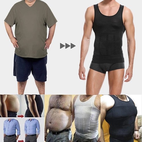 Men Gynecomastia Slim Body Shaper Vest Compression Shirts Tummy Control Tank Top - Picture 3 of 15