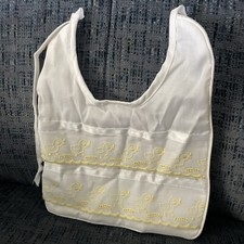 Baby DIOR Vintage Baby Infant Bib White Cotton Yellow Duck Embroidery Satin Trim