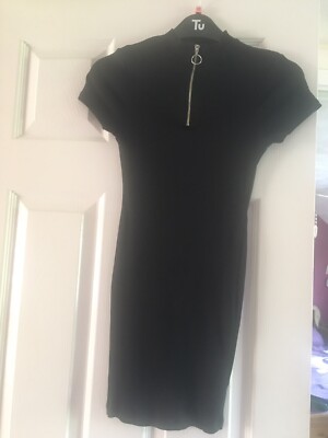 New Look 915 Girls Black Knee Length Dress Age With Zip Detail