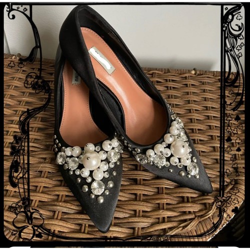 Pearls, Dome Studs & Diamonte Encrusted Kitten Heel Mules