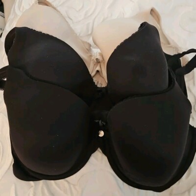 3 Victorias Secret 36DD Bras Lined Full Coverage Underwire Closure Beige Black