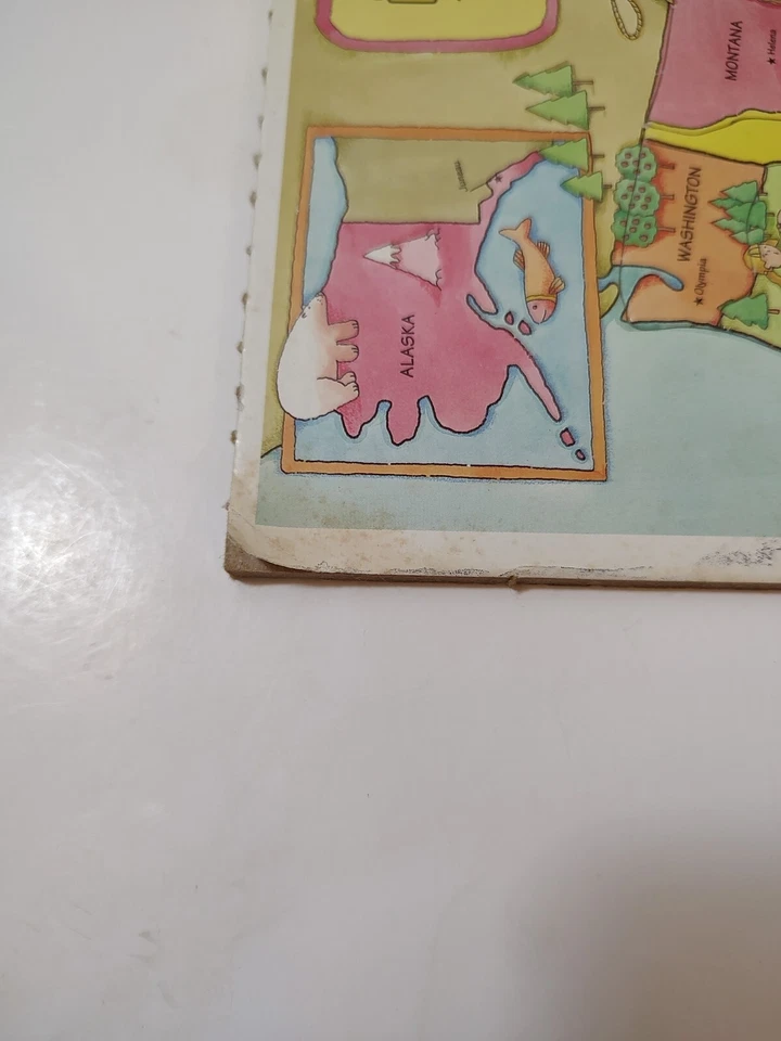 Rompecabezas de colección 1993 con marco bandeja libros dorados nuestro mapa de EE. UU. EE. UU. rompecabezas educativo Foto 2 de 4