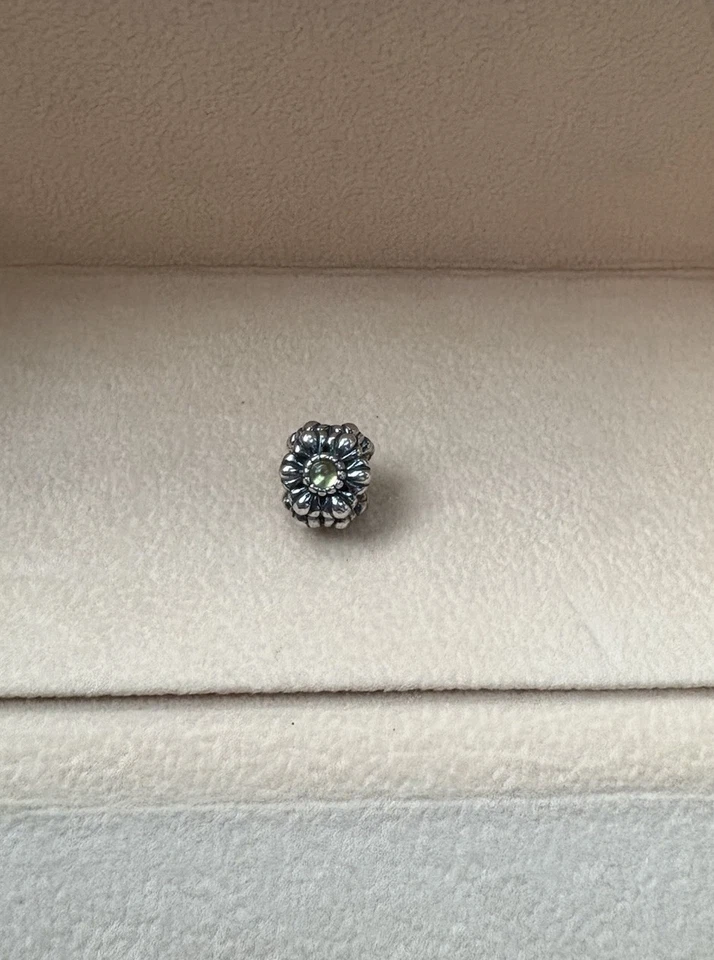 Retired Sterling Silver August Birthday Blooms Bead with Peridot Charm - Image 2 of 4