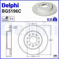 2X Bremsscheibe Delphi BG5196C FüR VW Multivan T7 STM STN California Camper STC