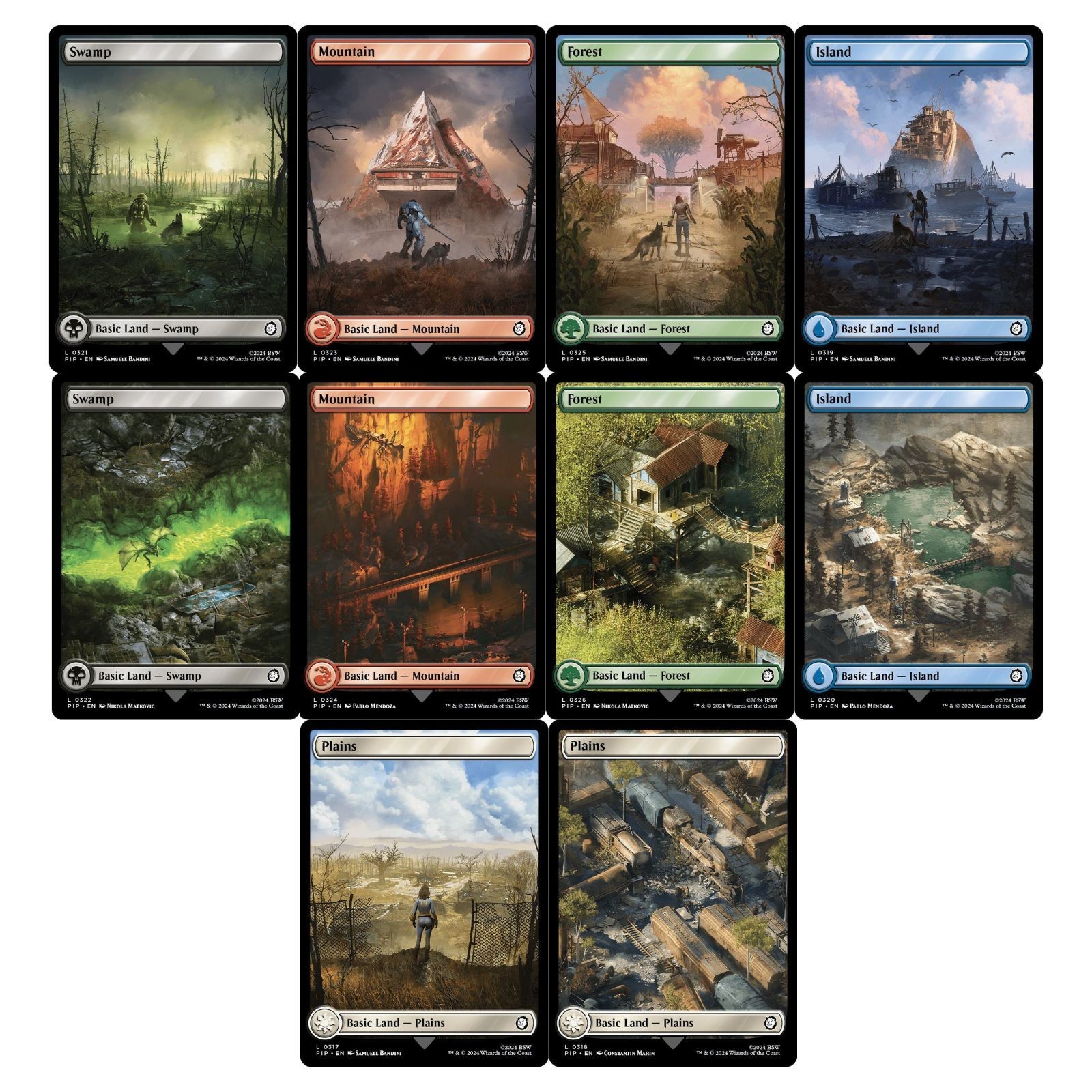 Fallout MTG Full Art Basic Land Set – 10 Cards NM – Plains Island Swamp ...