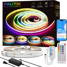 PAUTIX RGB Smart IC COB LED Strip Light Addressable 32.8Ft/10M,Ul-Listed 24V Col
