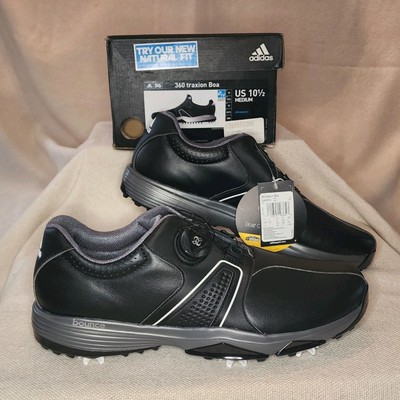 Adidas 360 Traxion Boa Golf Shoes Black, White  & Dark Silver Men's 10.5 M -NEW-