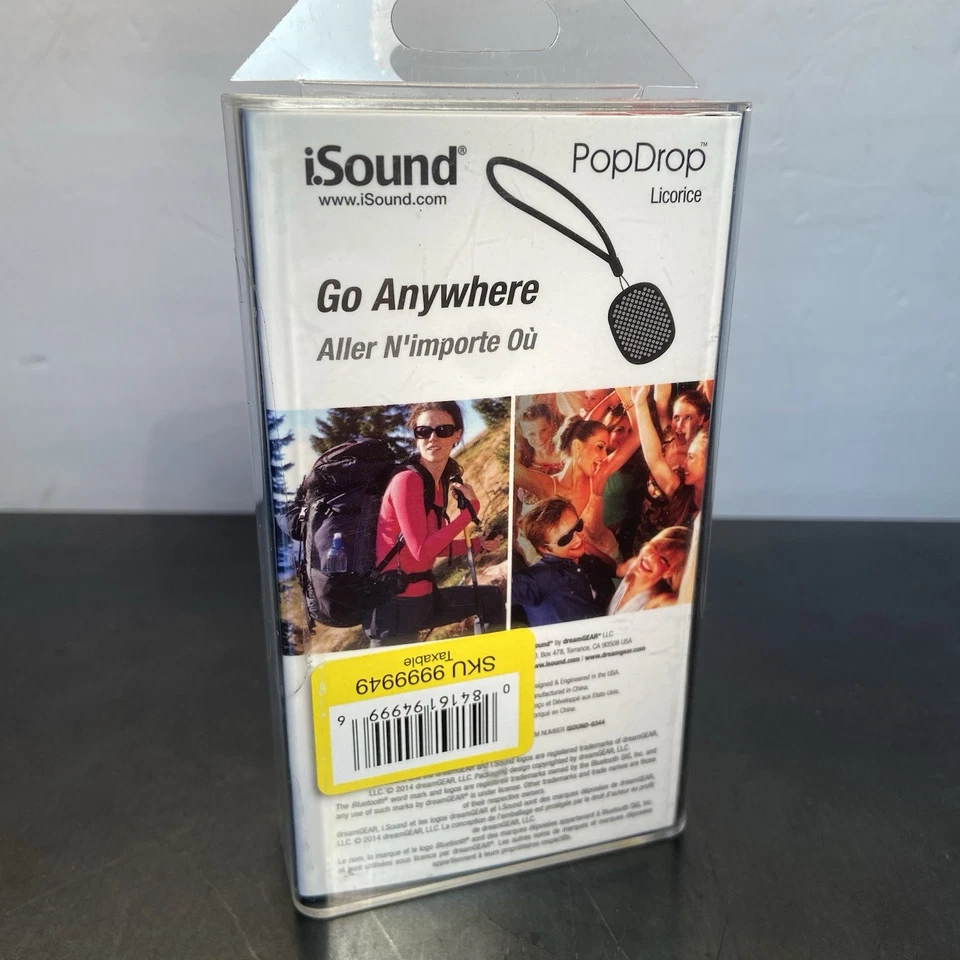 Bluetooth Speaker iSound PopDrop Black Ultra Portable 3 Hour Sealed Package NOS - Image 2 of 2