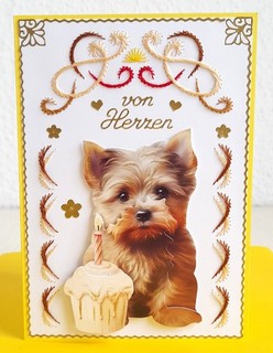 3D Grußkarte Fadengrafik Geburtstag " Hündchen "