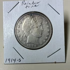 1914-S Barber Half Dollar 50C 90% Silver Business Strike Ungraded Uncertified