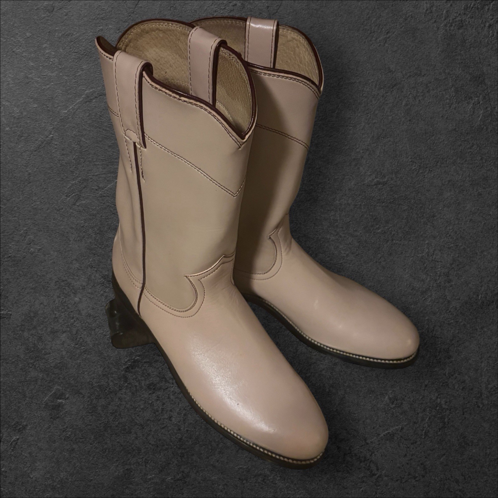 Vintage Justin Diamond J Roper Boots Women 6B Pearl Pink Leather Western USA