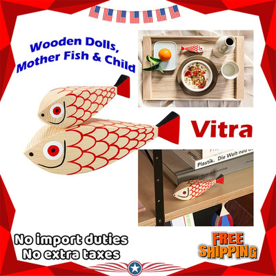 Vitra Wooden Dolls Mother Fish & Child Designer Collectible Wooden Figure Set