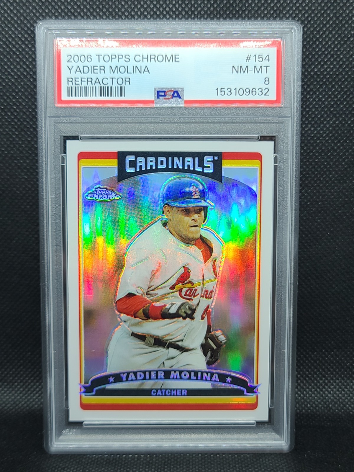 2006 Topps Chrome Refractor Yadier Molina #154 PSA 8