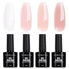 UV Nagellack Set 4 Farben Milchig Wei&szlig; Rosa Gel 8ml Soak-Off f&uuml;r Nagelstudio DIY