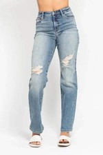 Shoes Trendsi Judy Blue High Waist Distressed Jeans Women's Plus Size Dad Jean -