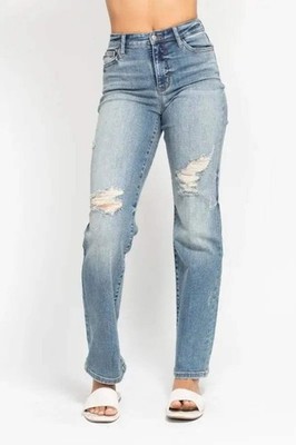Shoes Trendsi Judy Blue High Waist Distressed Jeans Women's Plus Size Dad Jean -
