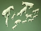 12 Vintage MARX farm playset cream animals-cows-horse-dog-goat-sheep-pigs