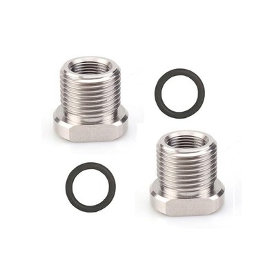 2-Pack 1/2x28 to 5/8x24 Threaded Adapter Protector 304 Stainless Steel Silver