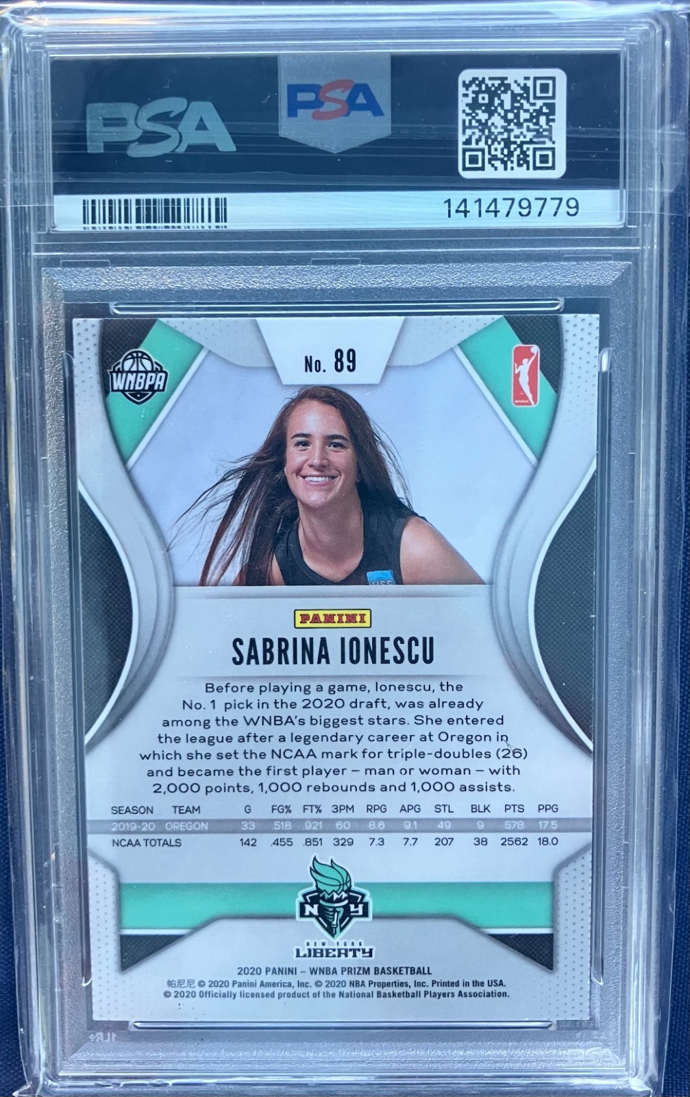 2020 Panini Prizm WNBA Sabrina Ionescu #89 RC Rookie Card PSA 10 GEM MNT Panini view 2