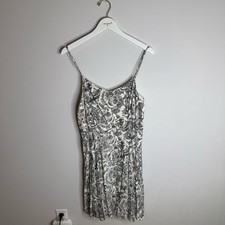 Old Navy White and Black Floral Smocked Dress | Size Large